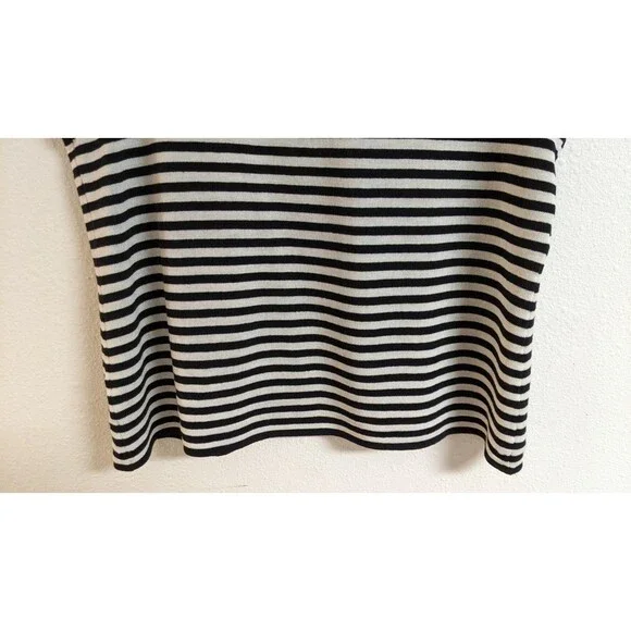 ST. JOHN Sport Black & White Striped Sleeveless Wool/Rayon Blend Knit Top LG - Picture 7 of 9
